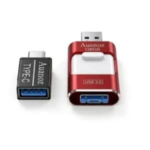 AUANOZ 128GB USB 3.0 OTG ANDROID IOS USB-C/LIGHTNING/MICRO USB 2703