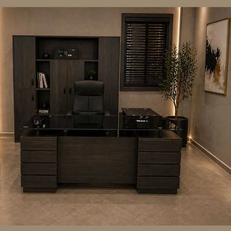 Bureau de Direction Odesk Timgade 1M80 – Ensemble Complet avec Retour, Bahut et Caisson – Image 2