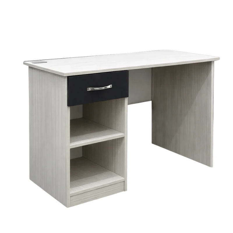 Bureau ST-02 100 cm – Avec tiroir et étagères, finition Sonoma Blanc – Image 2