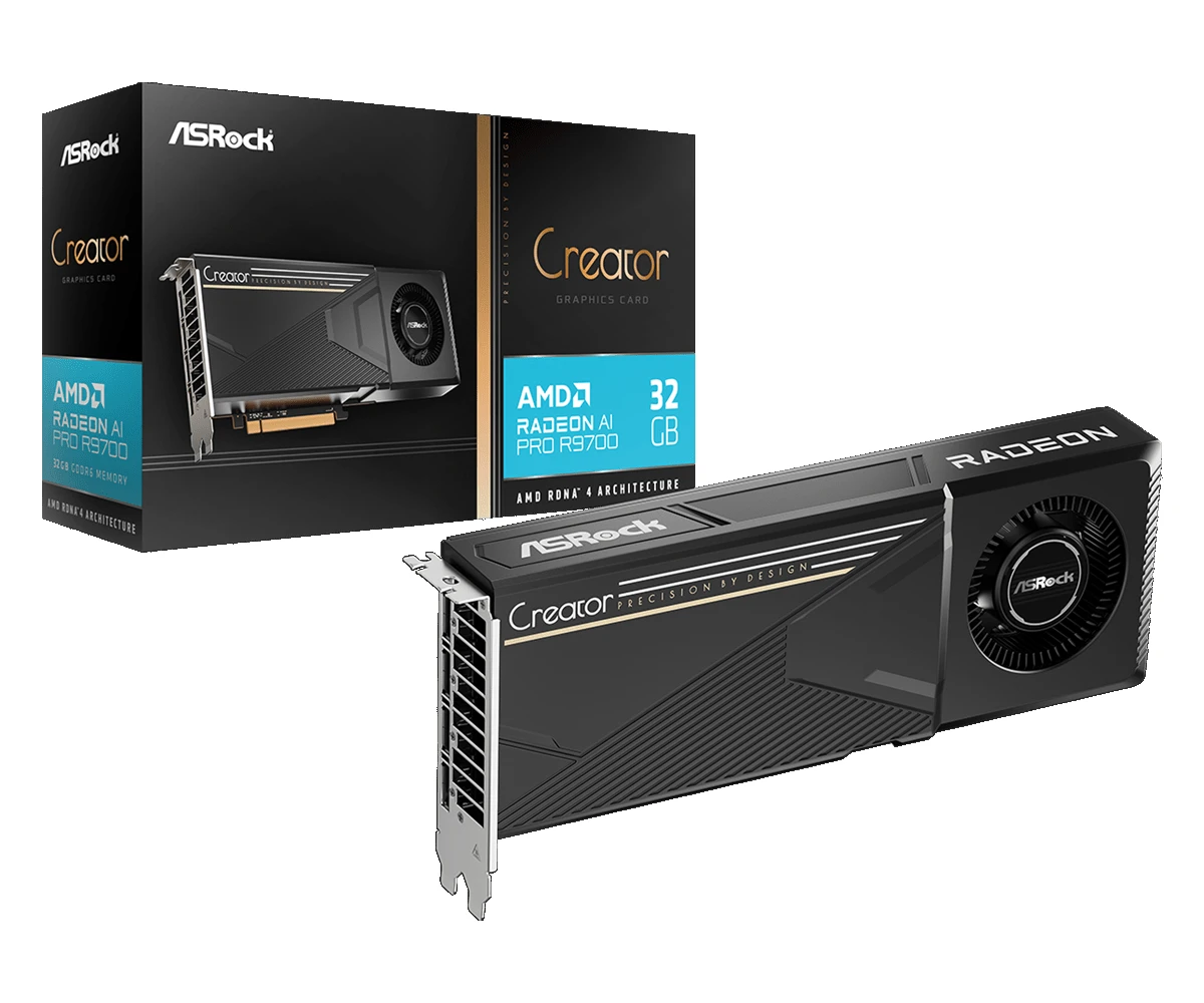 Carte Graphique ASRock – AMD Radeon AI PRO R9700 Creator 32GB