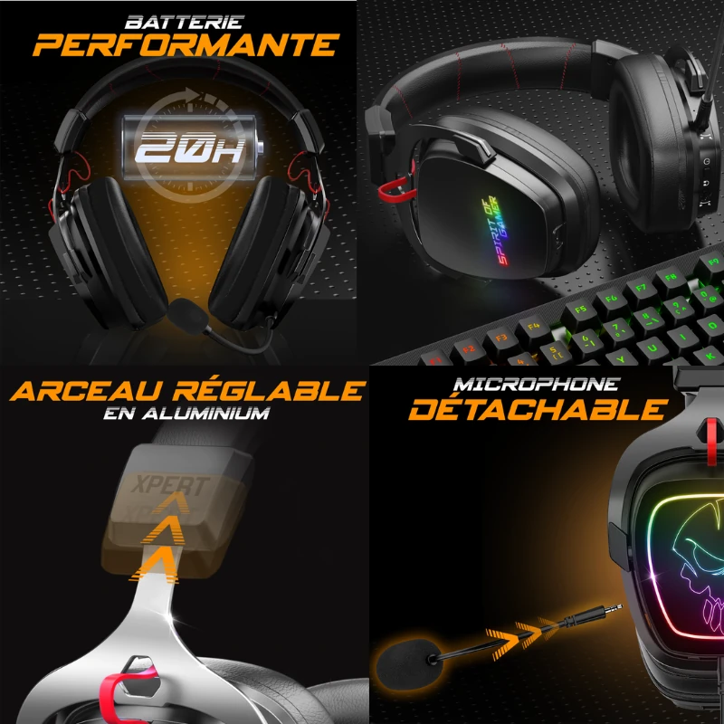 Casque Gamer Sans Fil SPIRIT OF GAMER XPERT-H1500 – RF 2.4 GHz, Bluetooth, Son 7.1, Multi-plateforme – Image 4