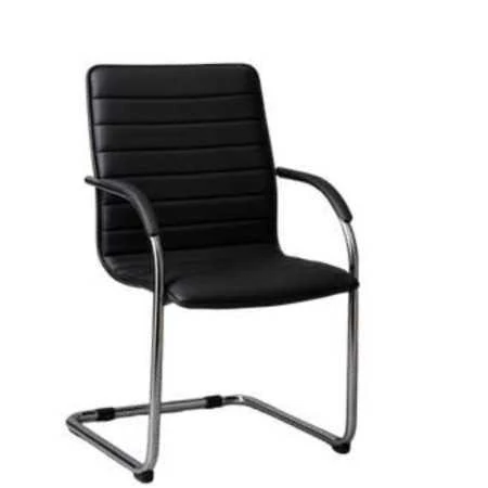 Chaise Visiteur B-46 en Similicuir – Piètement Luge – Black/Brown