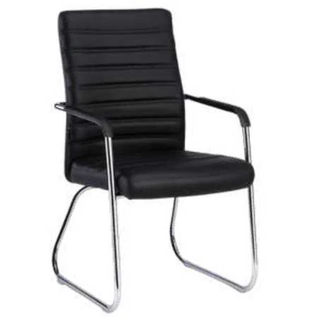 Chaise Visiteur en Similicuir – Piètement Luge – Black/Brown