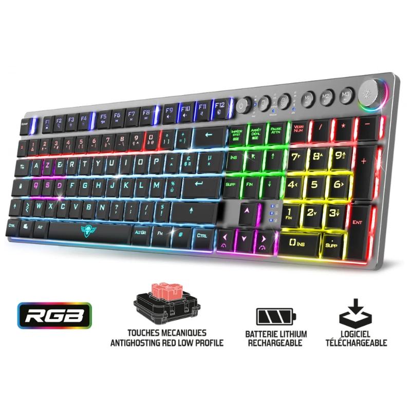 Clavier Gamer Sans Fil SPIRIT OF GAMER XPERT-K1500 – RGB, Bluetooth, Mécanique Low Profile – Image 3