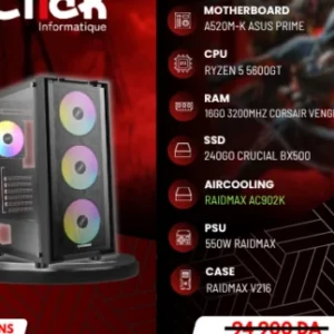 CONFIG / R5 5600GT / 16GB RAM LPX / 240GB SSD BX500/ A520M-K ASUS/ RX550W /RAIDMAX V216