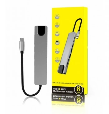 HUB TYPE C TO HDMI / RJ45 / 2*TYPE C / 2*USB3 / LECTEUR CARTE MEMOIRE