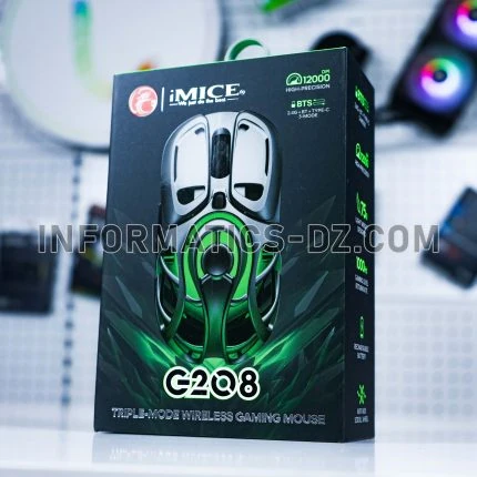 iMice G208 Wireless Mouse 2.4G + Bluetooth + Type-C 12000 DPI – 1000Hz