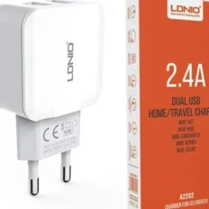 Ldnio Chargeur KM-A303- Fast Charge 2xUSB 5V / 2.4A Auto-ID – Blanc TYPE-C IPHONE