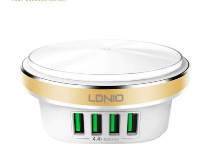 Ldnio Lampe Veilleuse & Chargeur 2 En 1 – 4 USB 4.4 A – Auto Id – A4406 – Blanc