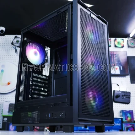 NOX Apex Flow – Black Mid-Tower Gaming Case with 4 FRGB Fans