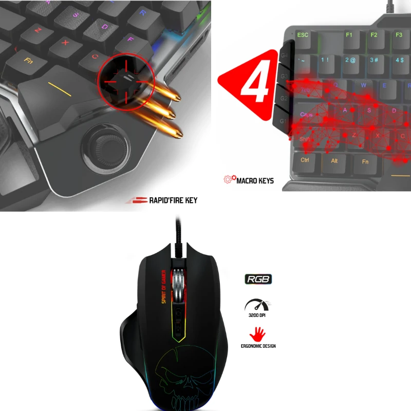 Pack Gamer SPIRIT OF GAMER XPERT-G900 – Mini Clavier Mécanique Blue + Souris Filaire RGB – Image 5