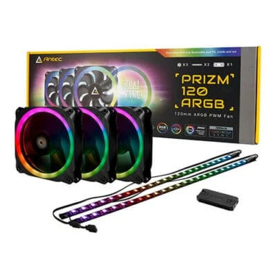 Prizm 120 ARGB – 3 IN 1 Pack : 3 Ventilateur ANTEC + 2 Strip LED + 1 Controller