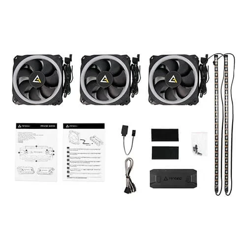 Prizm 120 ARGB – 3 IN 1 Pack : 3 Ventilateur ANTEC + 2 Strip LED + 1 Controller – Image 5