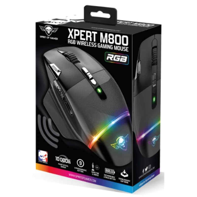 Souris Gamer Sans Fil SPIRIT OF GAMER XPERT-M800 – 10000 DPI, RGB, 9 Boutons – Image 4